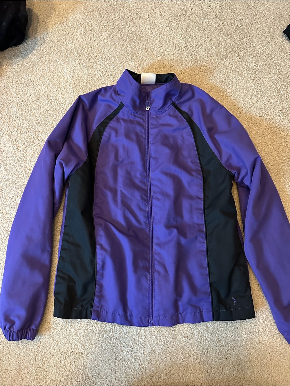 Danskin Now Purple and Black Full-Zip Utility Rain Lightweight Jacket Size Small